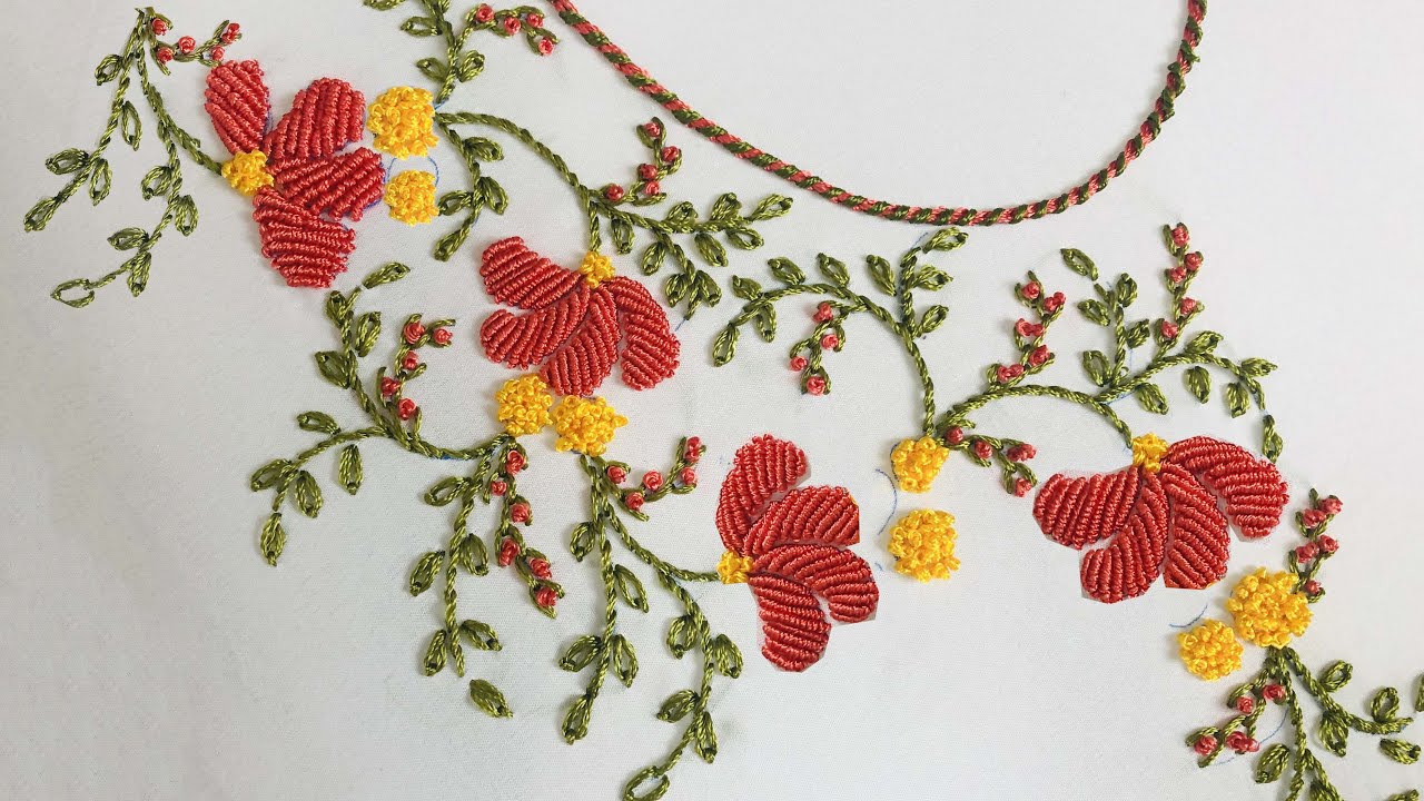 Hand Embroidery For Everyone - Neckline Embroidery - Embroidery For Beginners - Brazilian Embroidery