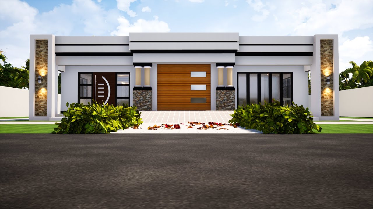 Simple And beautiful house design| Flat roof house design | 2Bedroom | Hidden roof-14.4mx16.3m