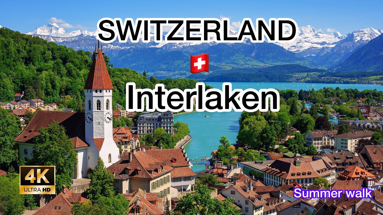 Interlaken-Switzerland🇨🇭| ☀️Colorful Summer Walk in Swiss Alps | 4K tour
