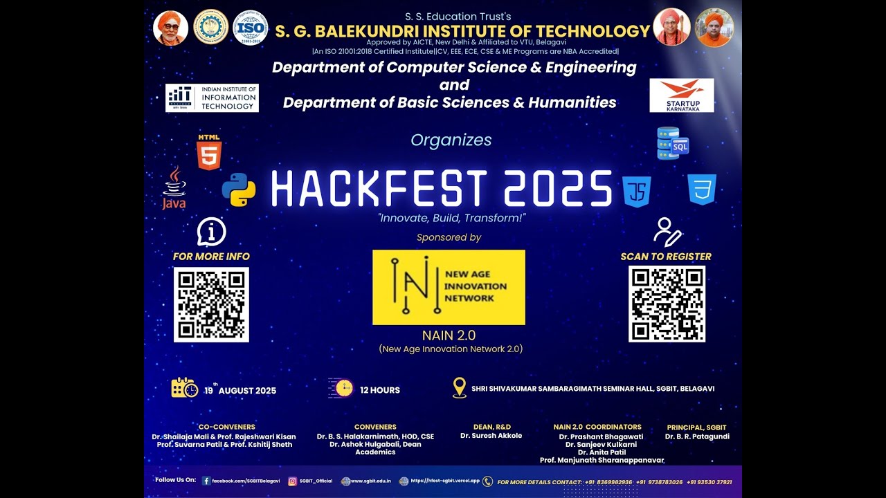 Hack Fest 2025 at S G Balekundri Institute of Technology, Belagavi