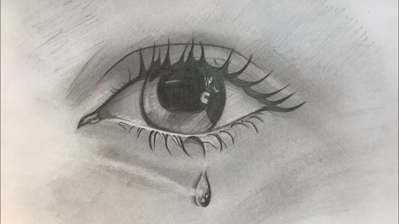 Draw a hyper realistic eye with tear👀 | shaded eye art | timelapse sketch