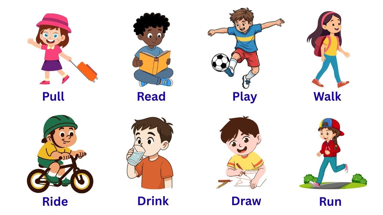 100 Action verbs with simple sentence