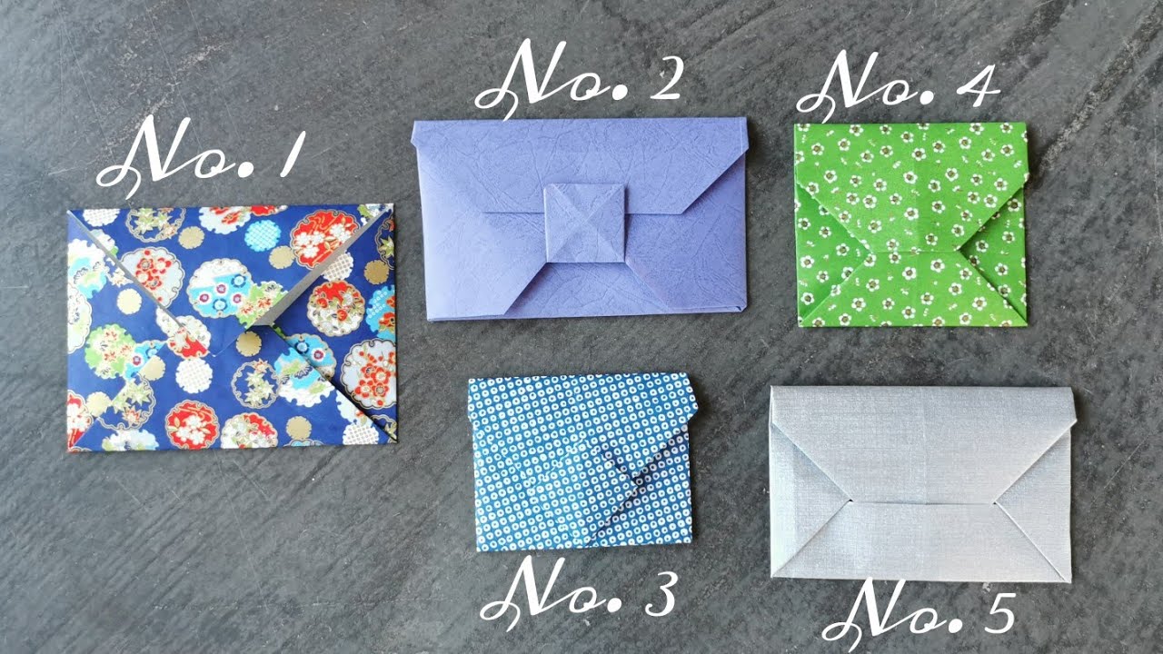 DIY ORIGAMI のりもハサミも使わない！5種 簡単【実用】折るだけでできる封筒の作り方  まとめ 折り紙 how to hold an envelope no glue&scissors
