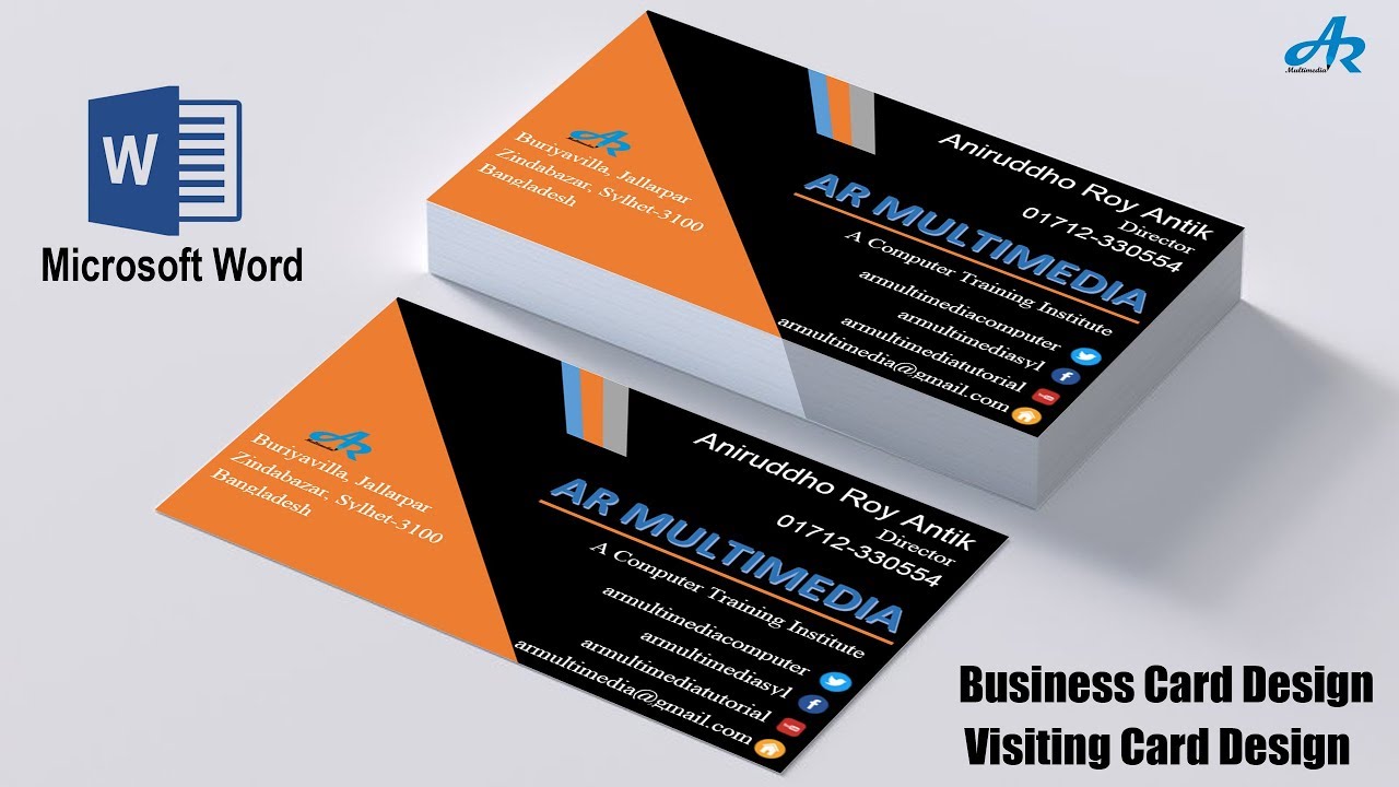MS Word Tutorial: How To Create Professional Business Card Design in MS Word|BIZ Card Template 2013