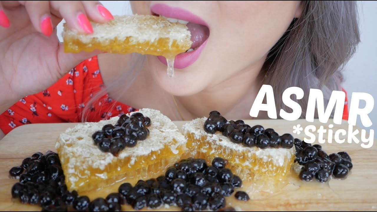 ASMR HONEYCOMB & BOBA | Extremely Sticky *No Talking Eating Sounds | N.E Let's Eat