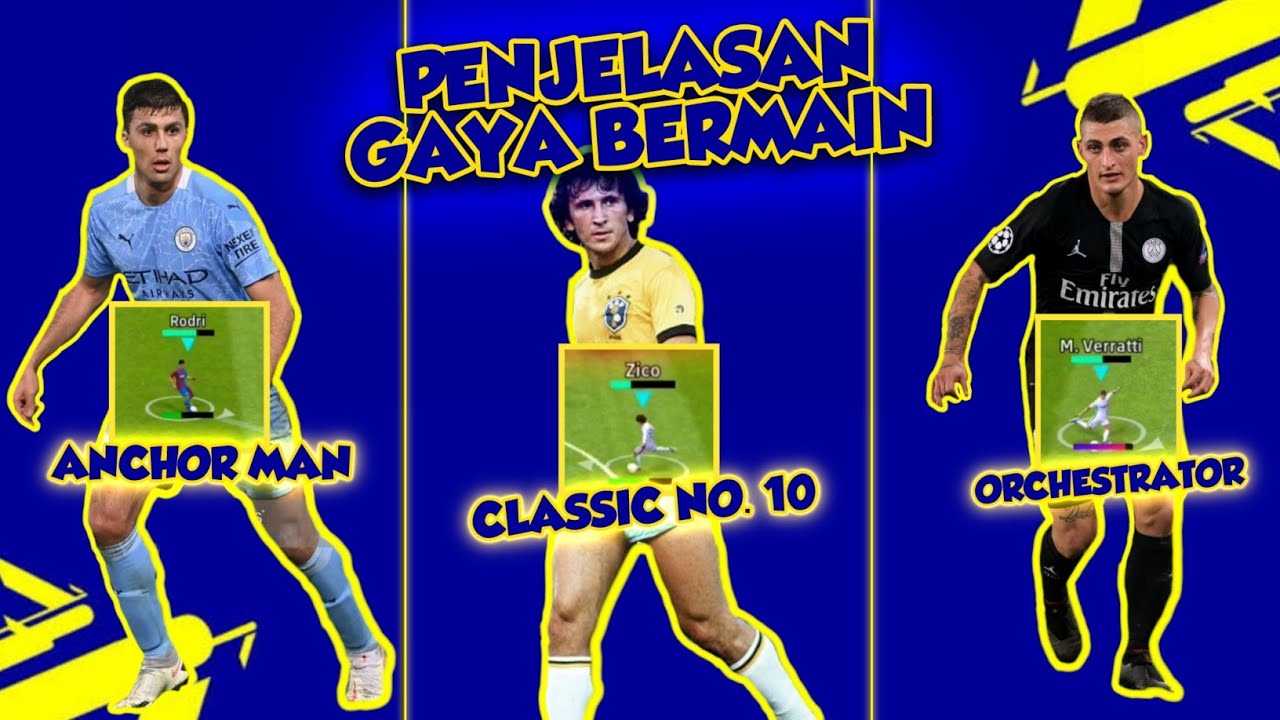 PENJELASAN 6 GAYA BERMAIN MIDFIELDER!! ORCHESTRATOR, CLASSIC NO. 10, DLL. - EFOOTBALL MOBILE 2024