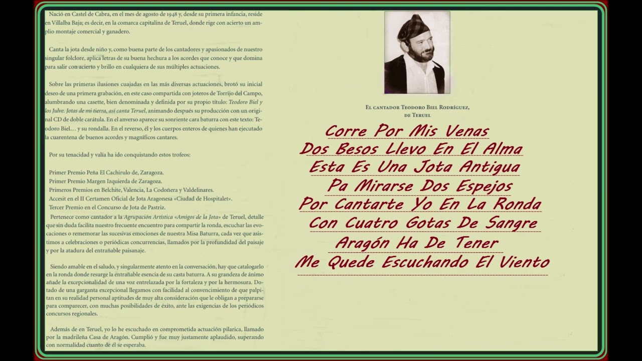 TEODORO BIEL RODRIGUEZ . JOTAS ARAGONESAS .