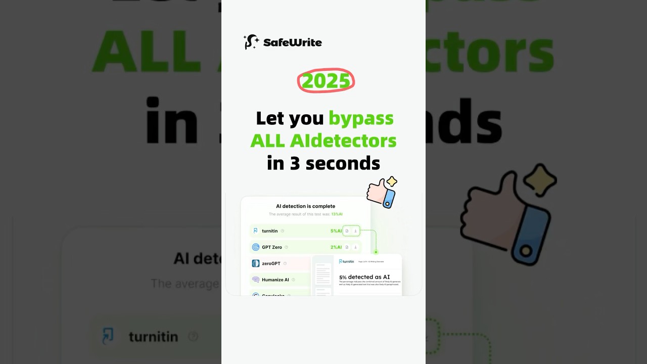 Let you bypass all AIdetectors in 3 seconds #aitools #studyhacks #safewrite #safewriteai #aihumanize