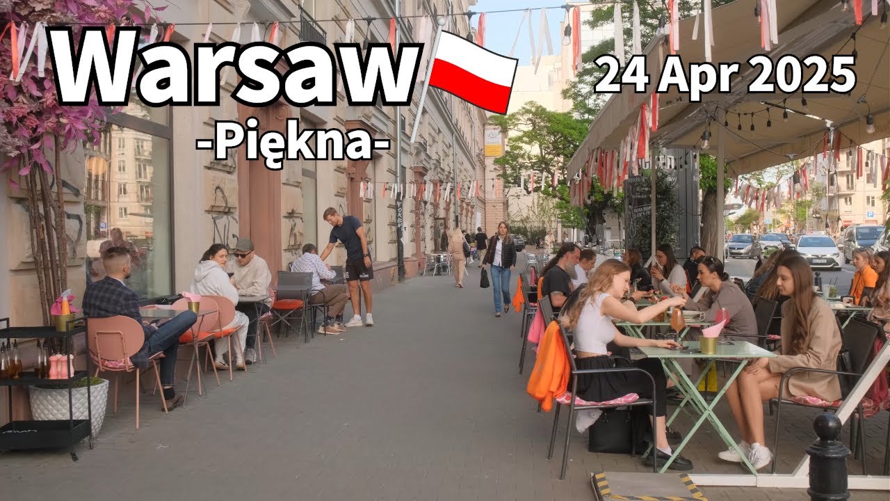 Spring Walk Warsaw Piękna Poland - April 2025 | Walking Tour