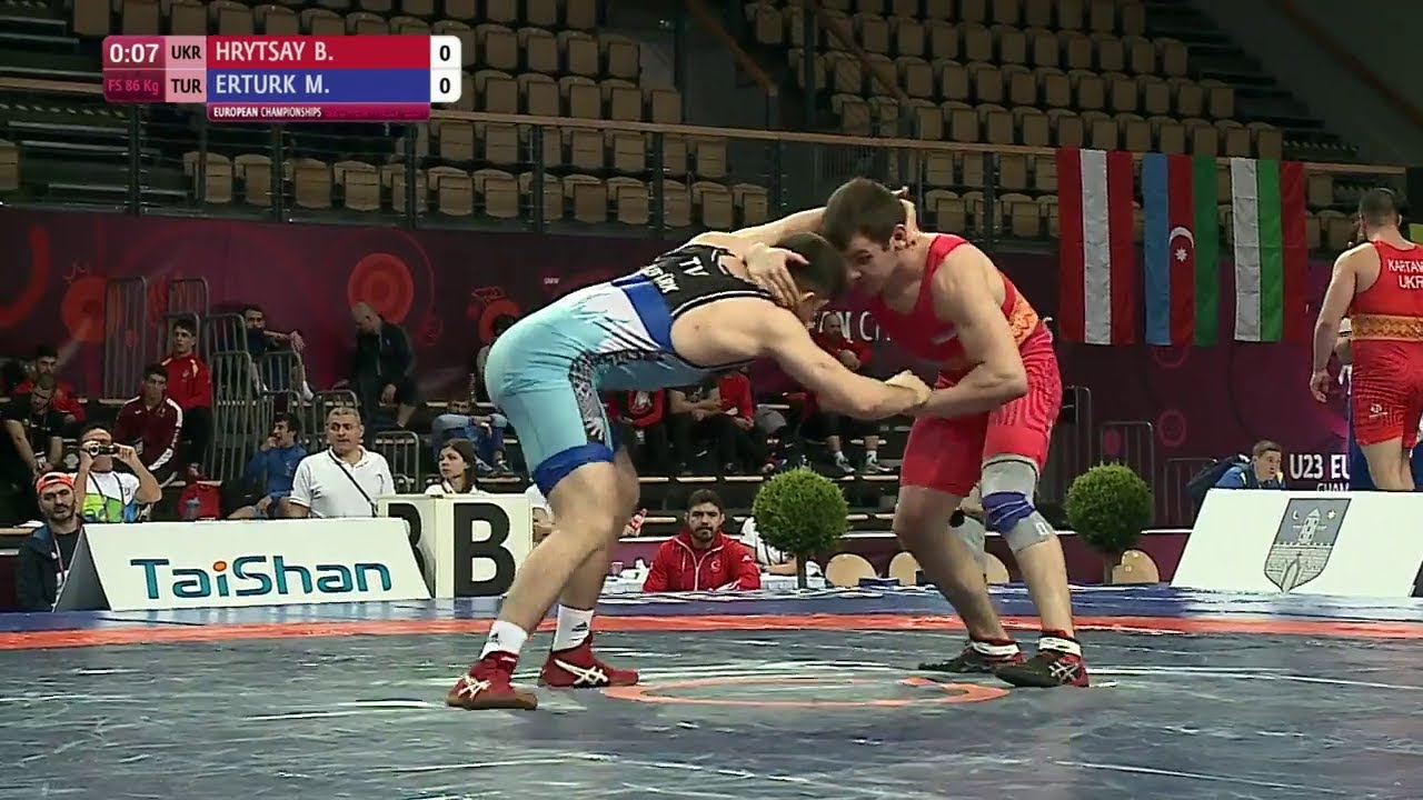 1/2 FS - 86 kg: M. ERTURK (TUR) df. B. HRYTSAY (UKR) by FALL, 8-0