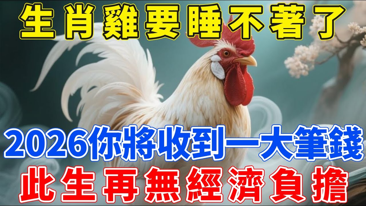 生肖雞要睡不著了，2026年你將會收到一大筆錢，此生再無經濟負擔！家有屬雞的請接財！【生肖梵音】#生肖 #運勢 #風水 #財運#命理