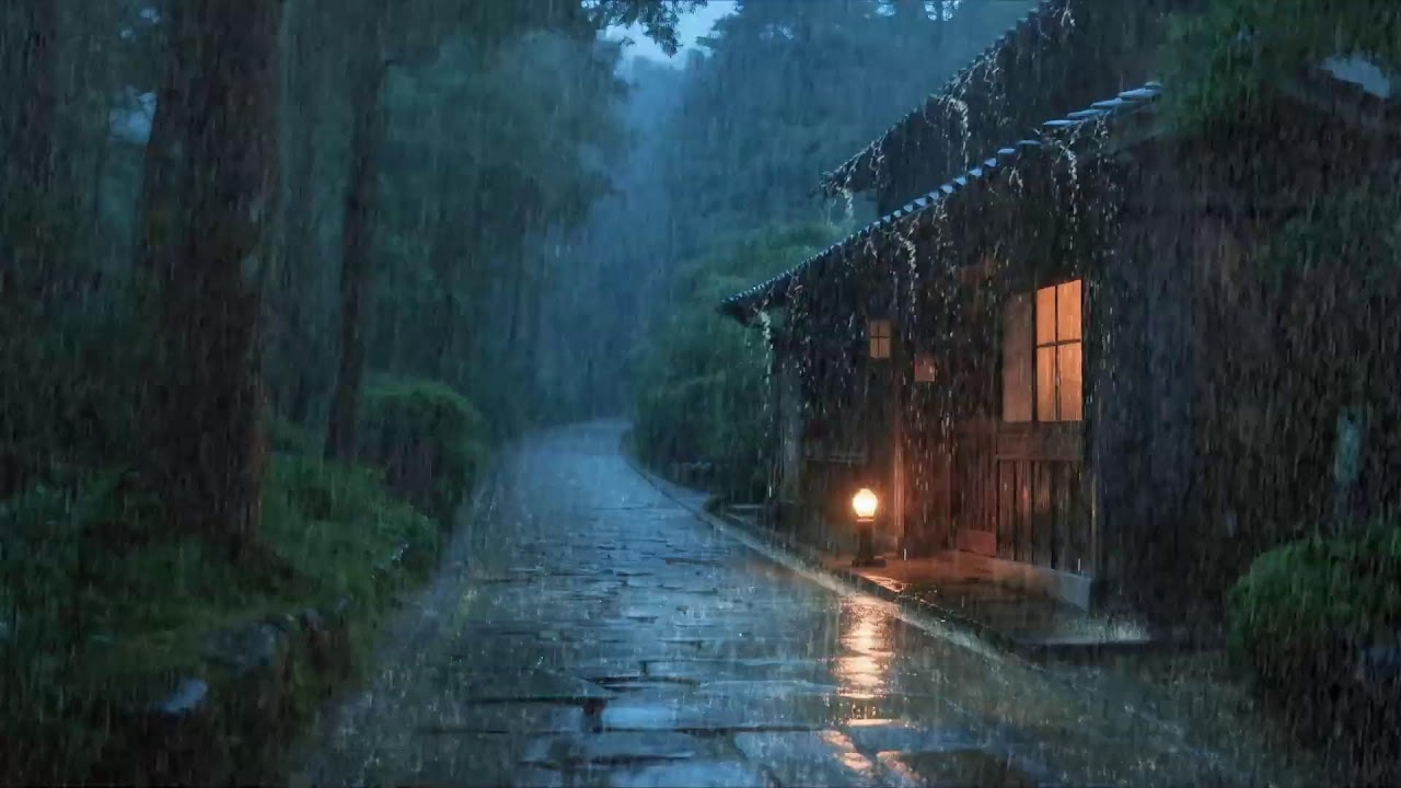 Anxiety eases – Relaxing rain sound – Rain near warm home – Sleep peacefully 🌙🌿