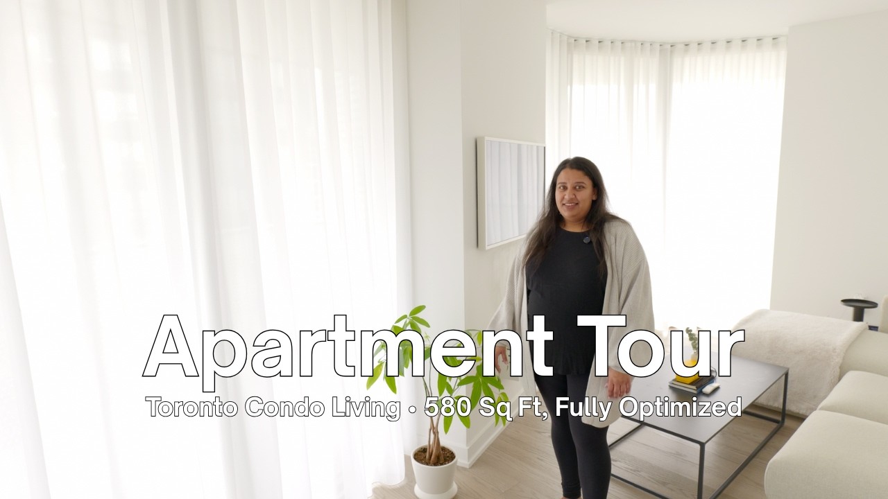Touring a Modern Minimalist Apartment with ZERO Visual Clutter in Toronto, 580sqft/54sqm