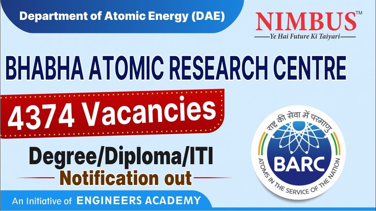BARC Recruitment 2023 | BARC DAE Vacancy Out Degree/Diploma/ITI |  Notification Complete Information