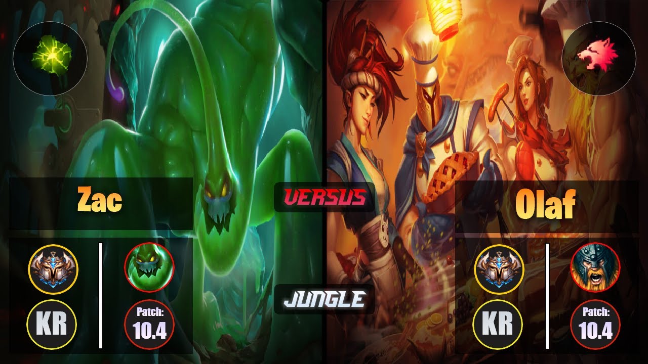 Challenger ZAC [Aftershock] (Jungle) VS  OLAF - Challenger KR Patch 10.4