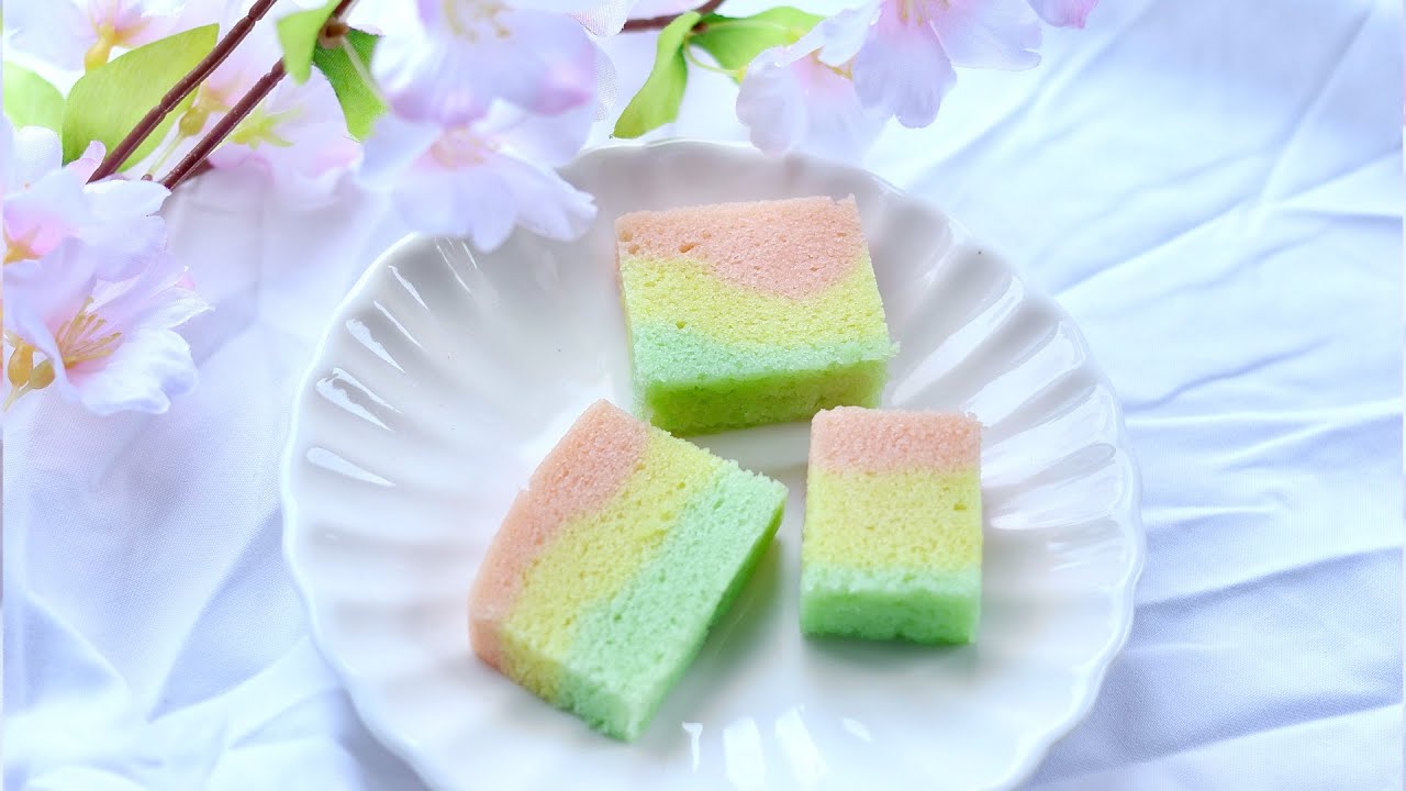 【浮島】春色のかわいい和風スポンジケーキの作り方！【桜色】