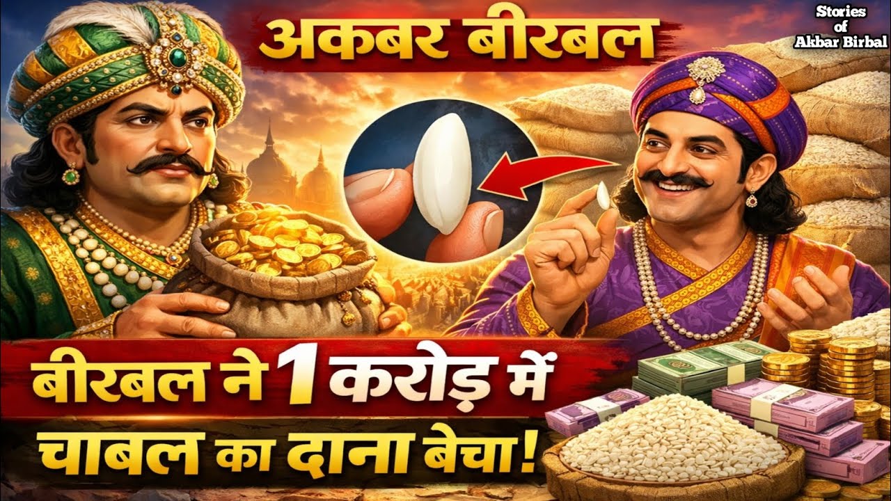 बीरबल ने एक करोड़ में चावल का दाना बेचा | अकबर बीरबल कि कहानी Akbar Birbal ki kahani | Moral Stories