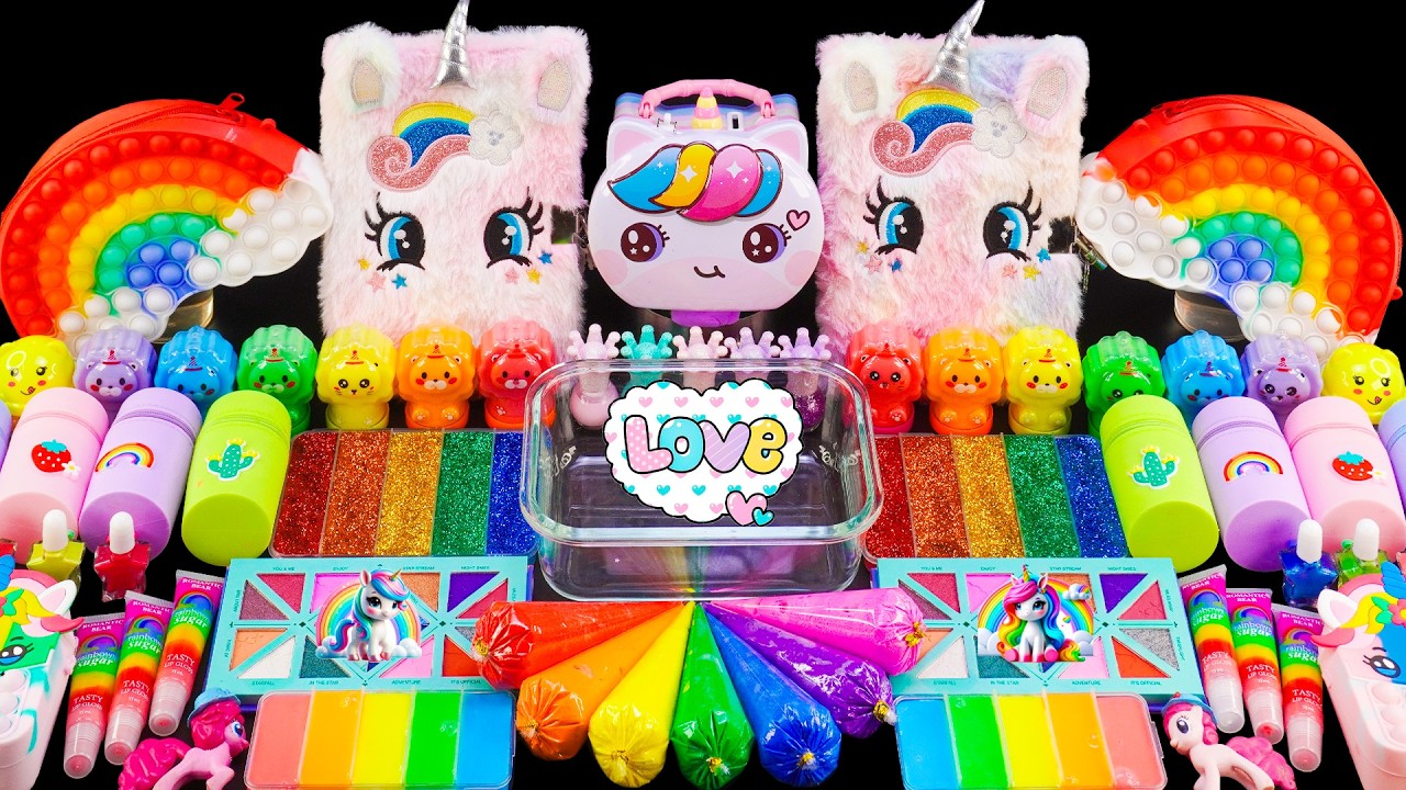 Fantastischer Regenbogen-Einhorn-Schleim ASMR | Lidschatten und Make-up in Schleim mischen