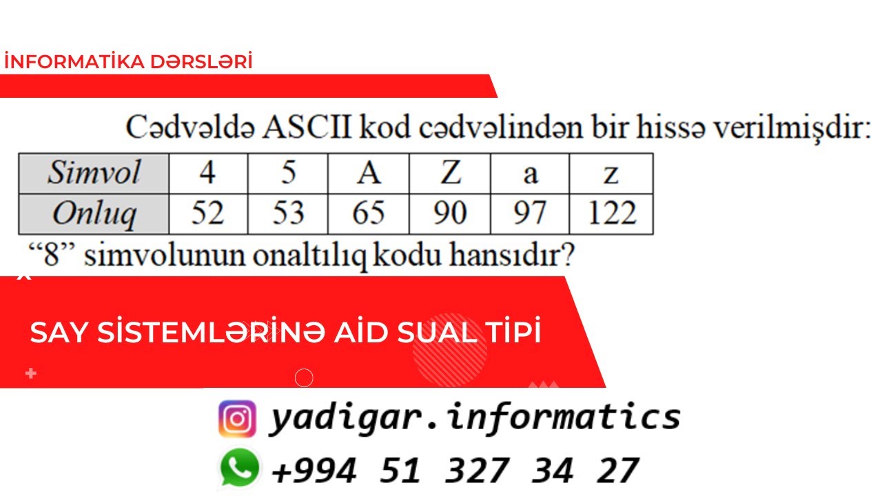 QƏBULA DÜŞMÜŞ SAY SİSTEMİ SUALININ İZAHI