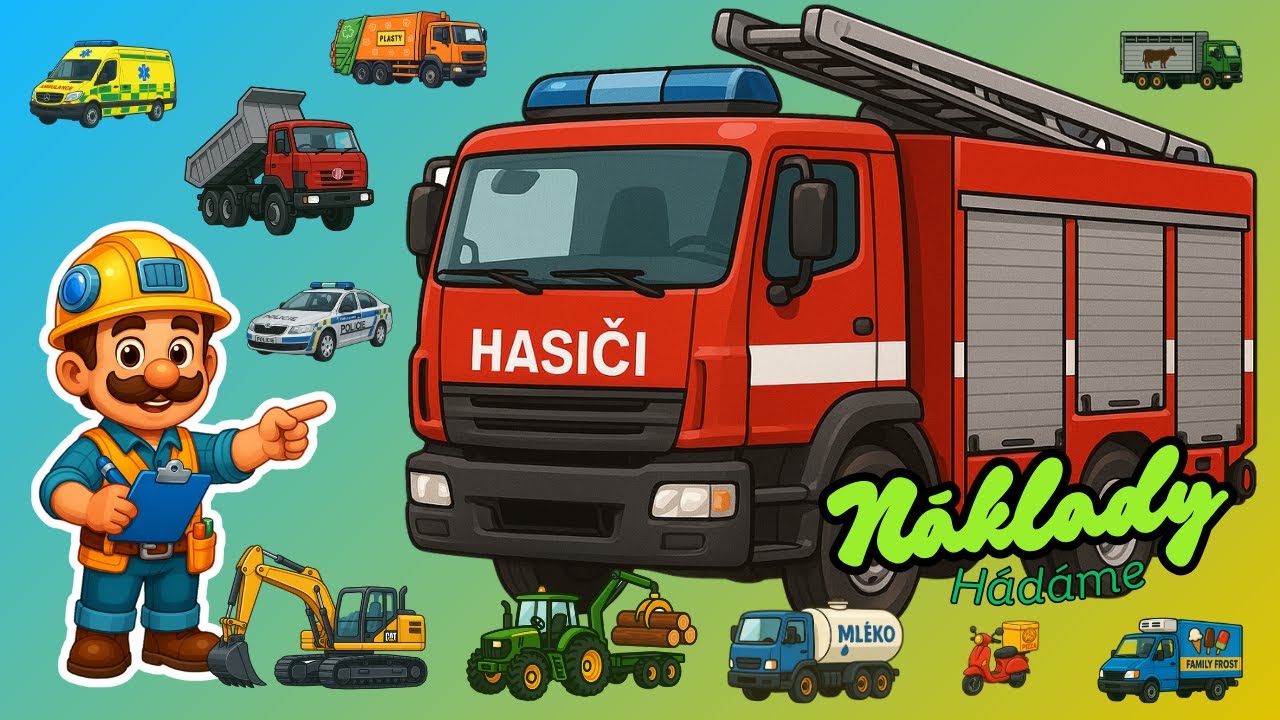 Dopravn&iacute; prostředky a auta pro děti | H&aacute;danky &ndash; hasiči, sanitka, bagr, traktor, popel&aacute;ři