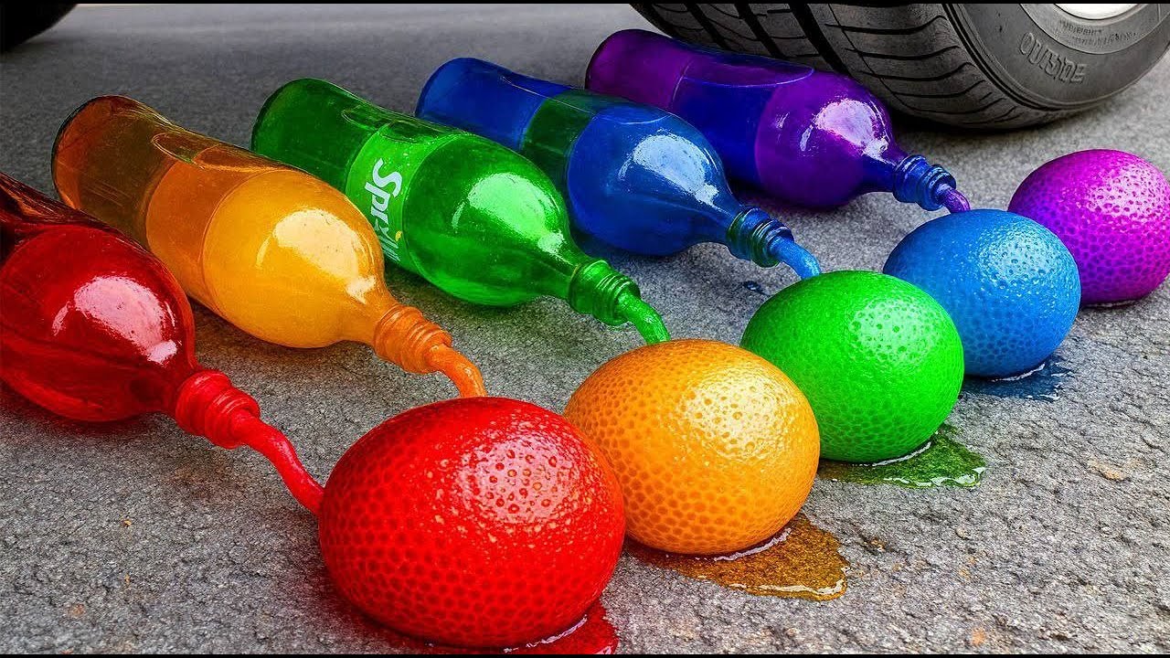 The Best compilation of Crushing things with Car wheel ASMR | Car vs Giant Rainbow Botle Slime Balls