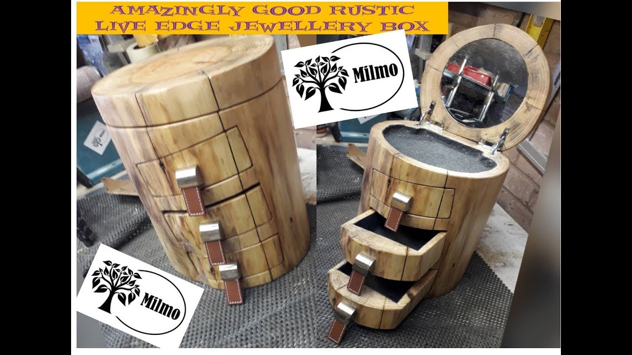 How to Make a Rustic Log Live Edge Jewellery Box with Mirror