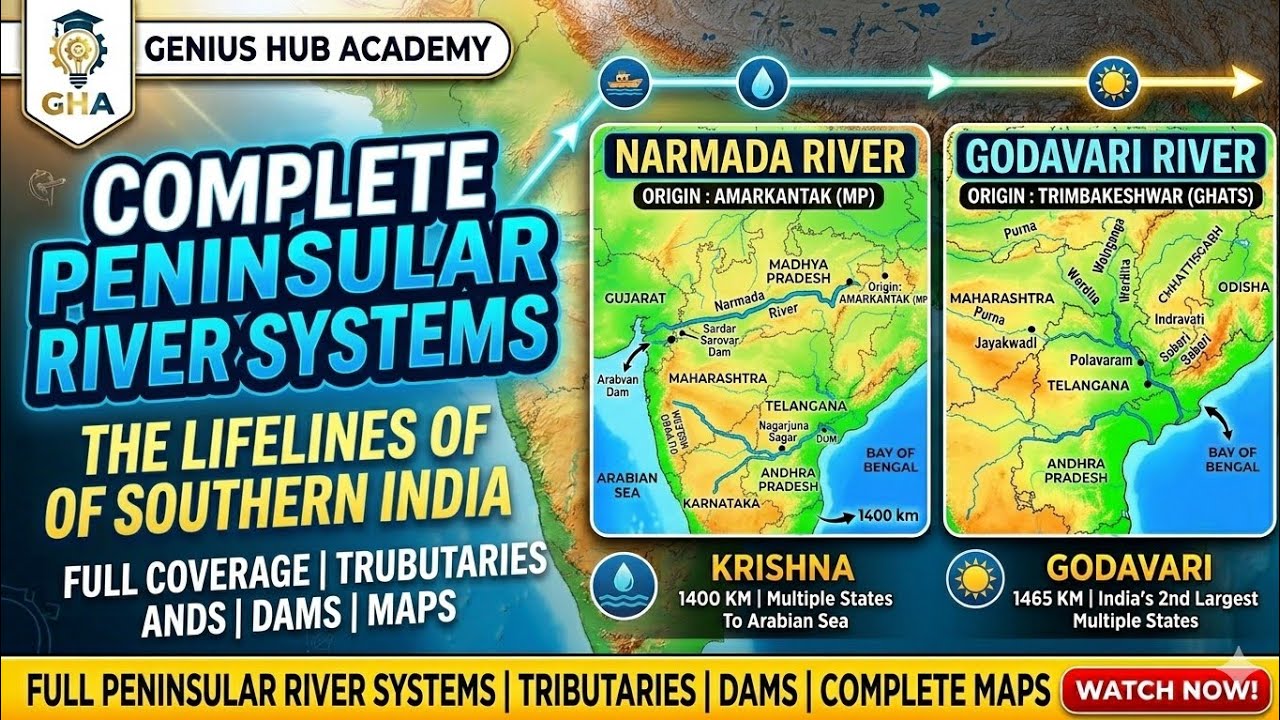 | Peninsular Rivers of India Lec 4 | Complete Geography Lecture for TET, TGT & Competitive Exams