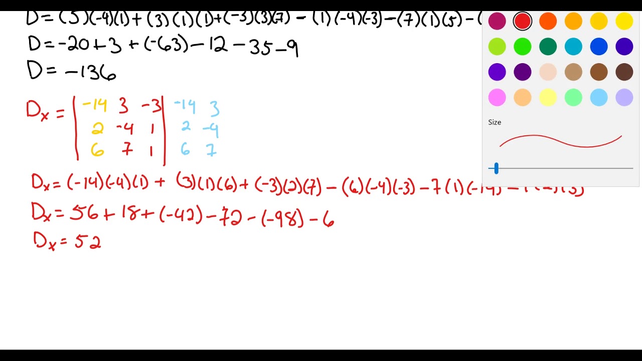 Cramer's Rule: 3 variables