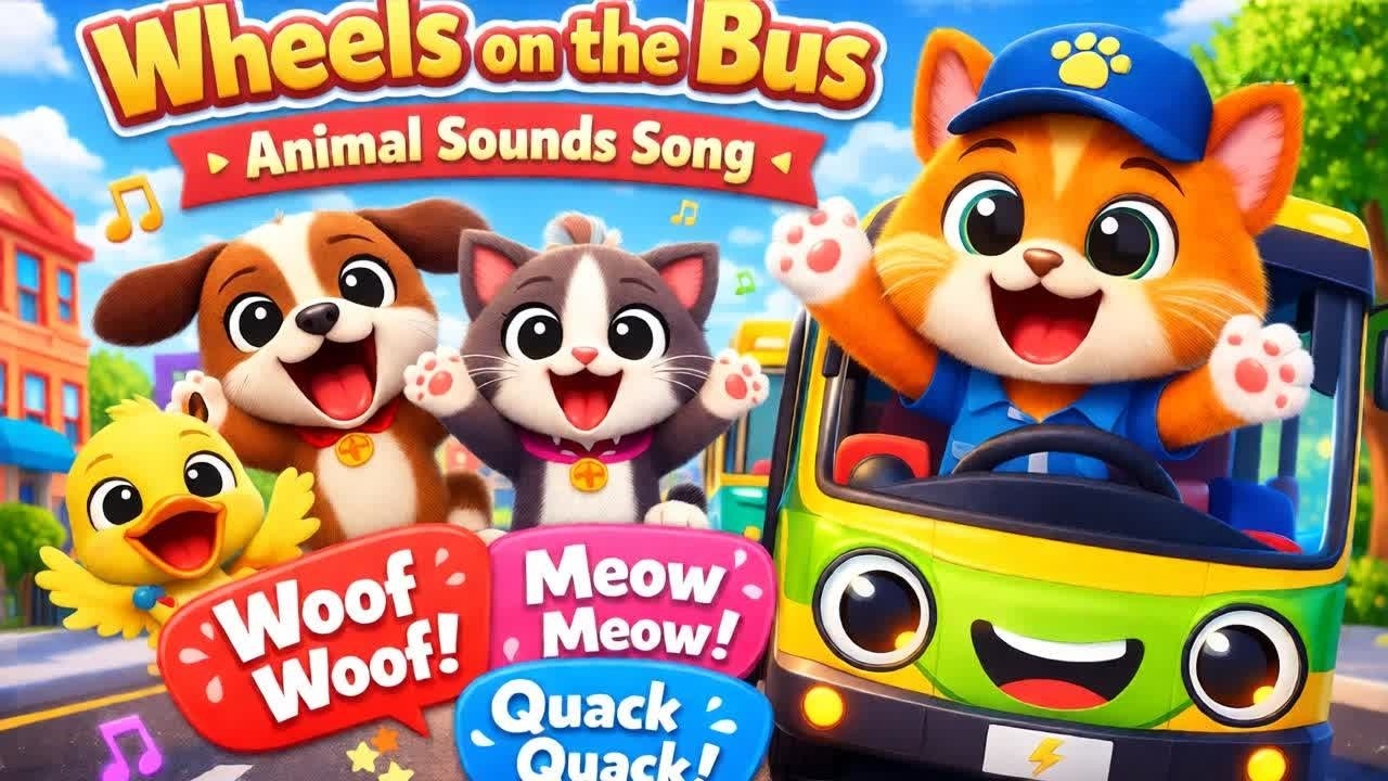 Wheels on the Bus Go Round And Round | Kids Songs & Nursery Rhymes | Animal Version