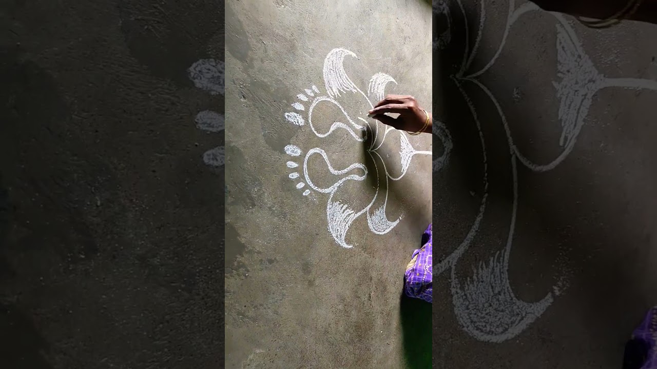 Simple Laxmi pada , sankha, Padma phhula  Manabasa jhhoti, #rangoli #jhoti #youtubeshorts #trending