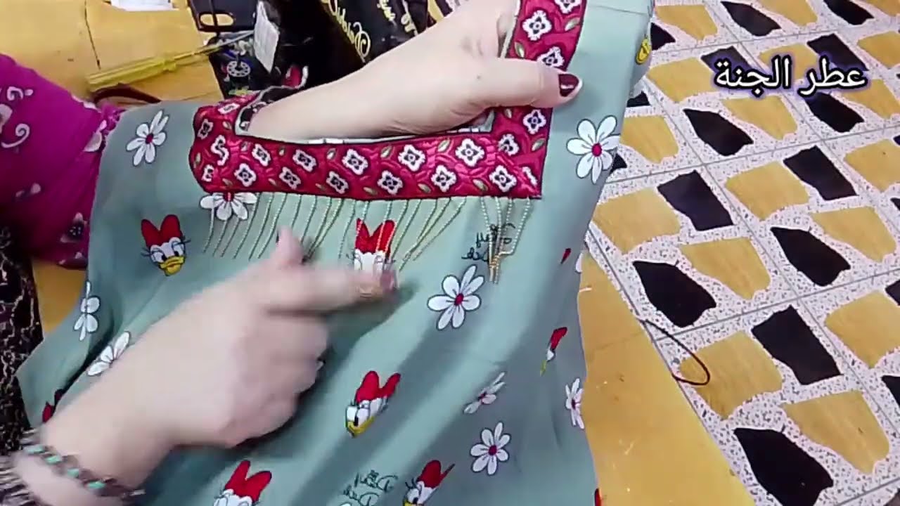 الطريقة الصحيحة لوضع القيراج على القصة المربعة 🪡👗☺️
