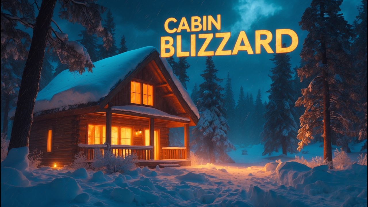 Cozy Cabin Blizzard ❄️ Fireplace & Howling Winter Storm Sounds for Sleeping
