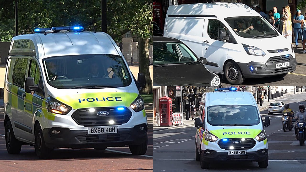 New Metropolitan Police Cell Vans Responding & Specialist Unmarked Police Ford Transit On Blues