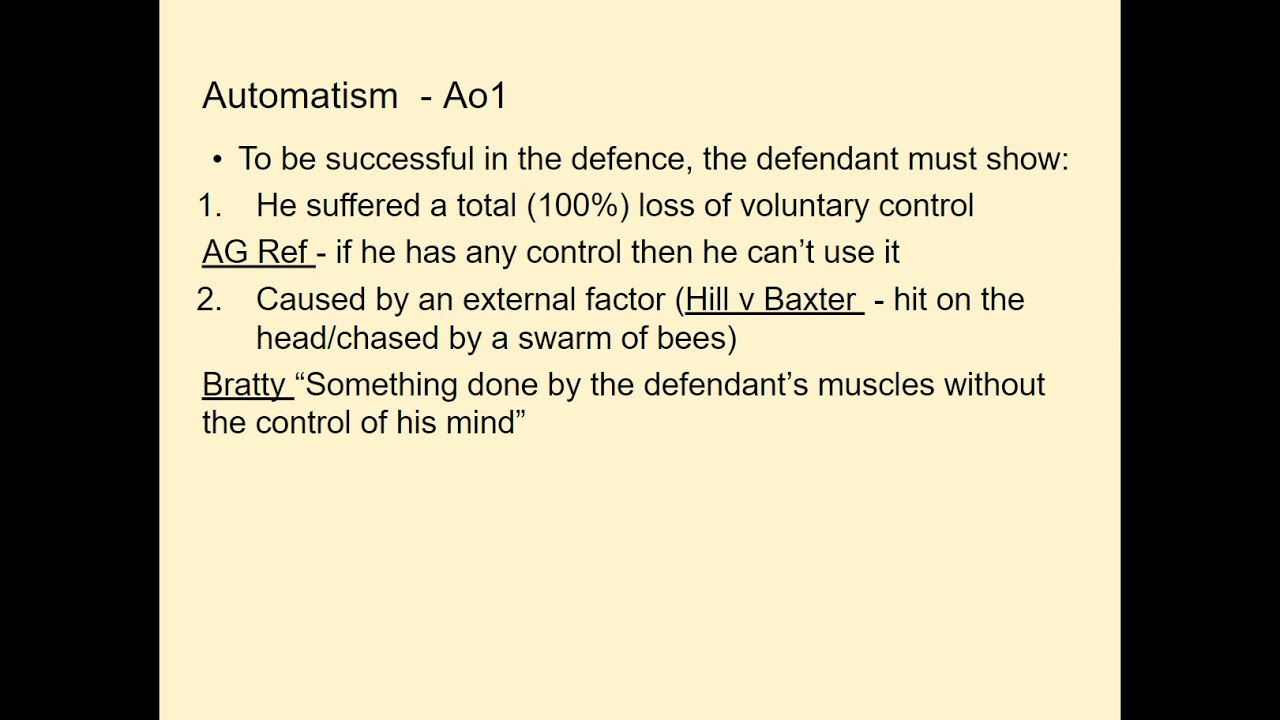 How to apply the law of automatism to a scenario question