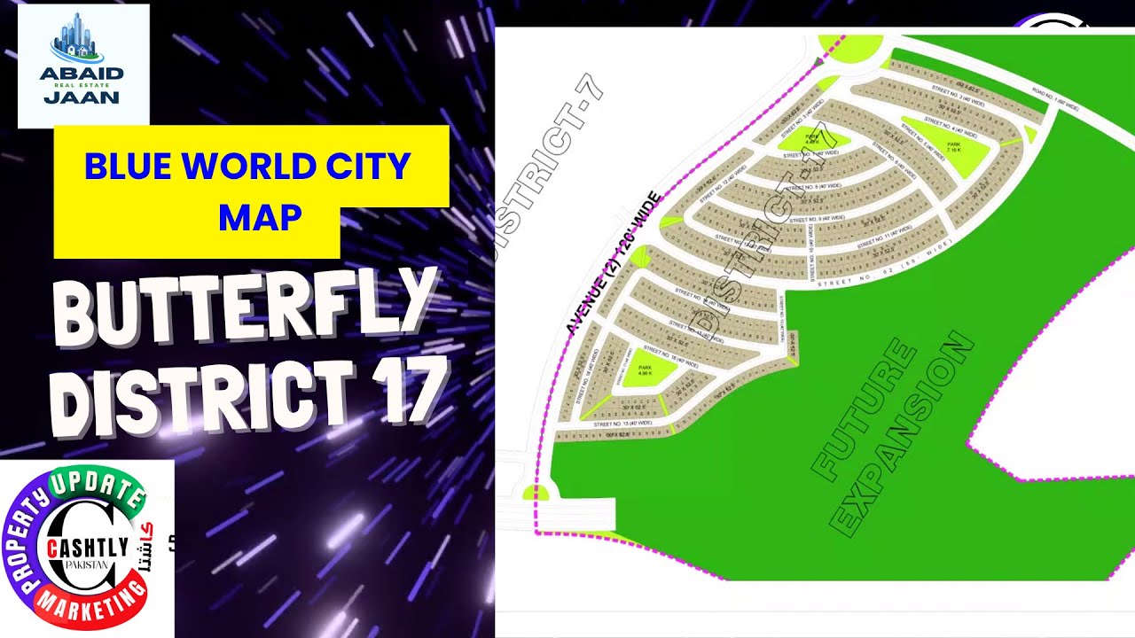 Pakistan, Blue world city, Map, Ovrerseas Block Butterfly district 17 map Cahstly,