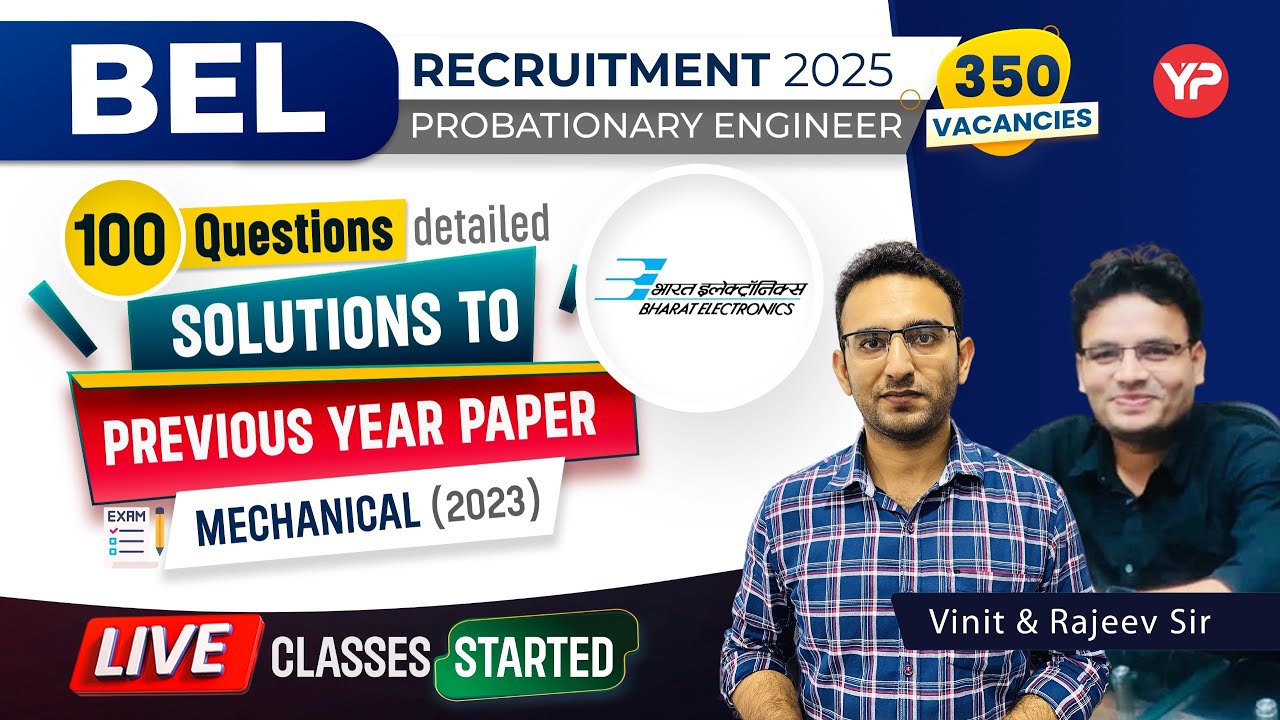 Marathon session | BEL Mechanical 2023 PYQ 100 Qs detailed solutions Probationary Engineer