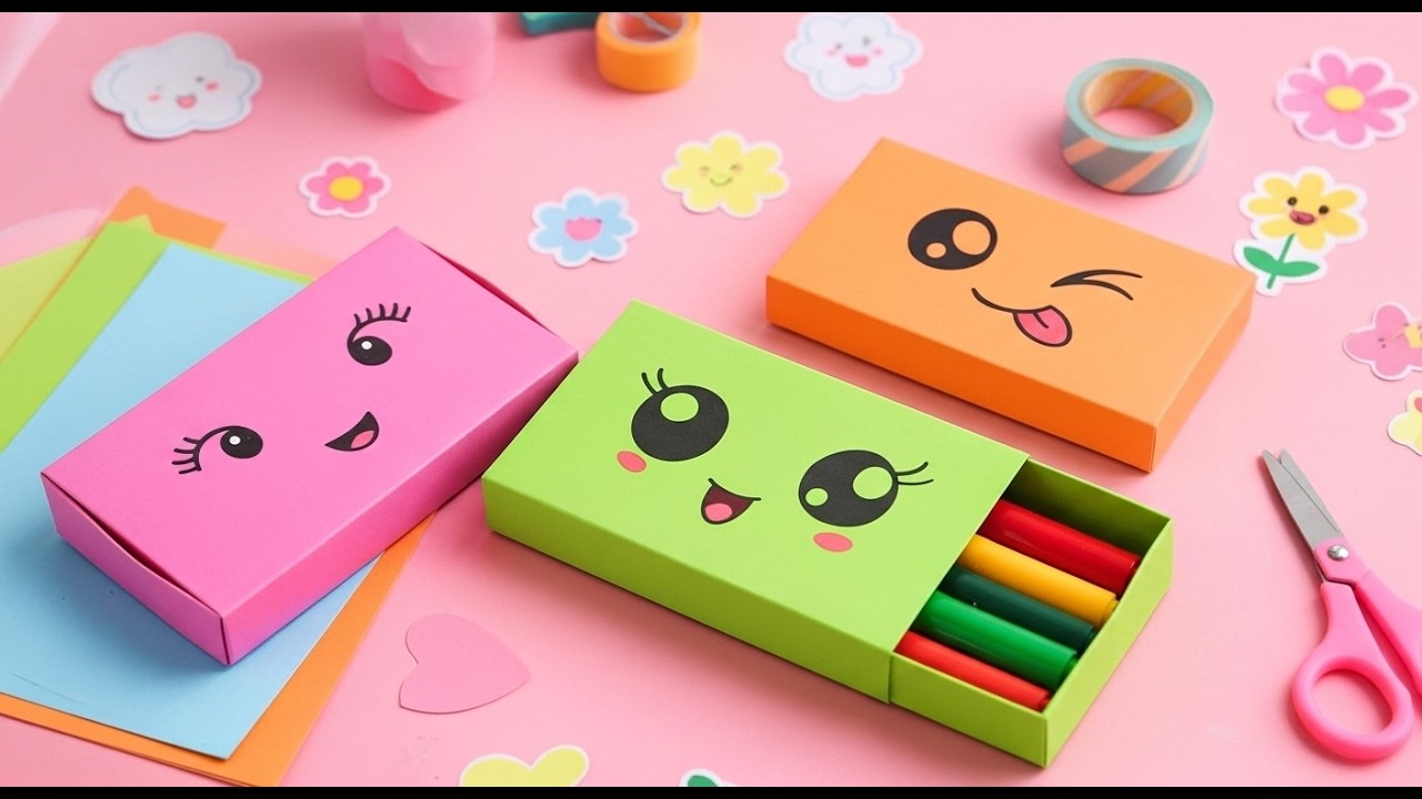 How to Make a Paper Pencil Box | Easy Origami Box No Glue No Scissor Craft for Kids & SchoolProjects