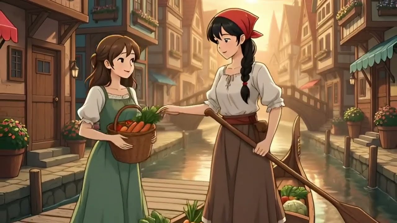 A Vendor’s Life in a Floating Town🌸🌿|Calm & Cozy Animation