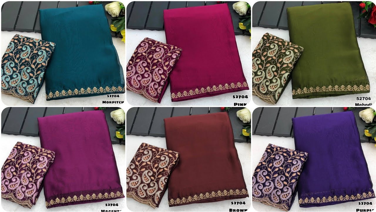 New Soft Rangoli Georgette Embroidery work lace border saree & Handwork Embroidery blouse #superhit 
