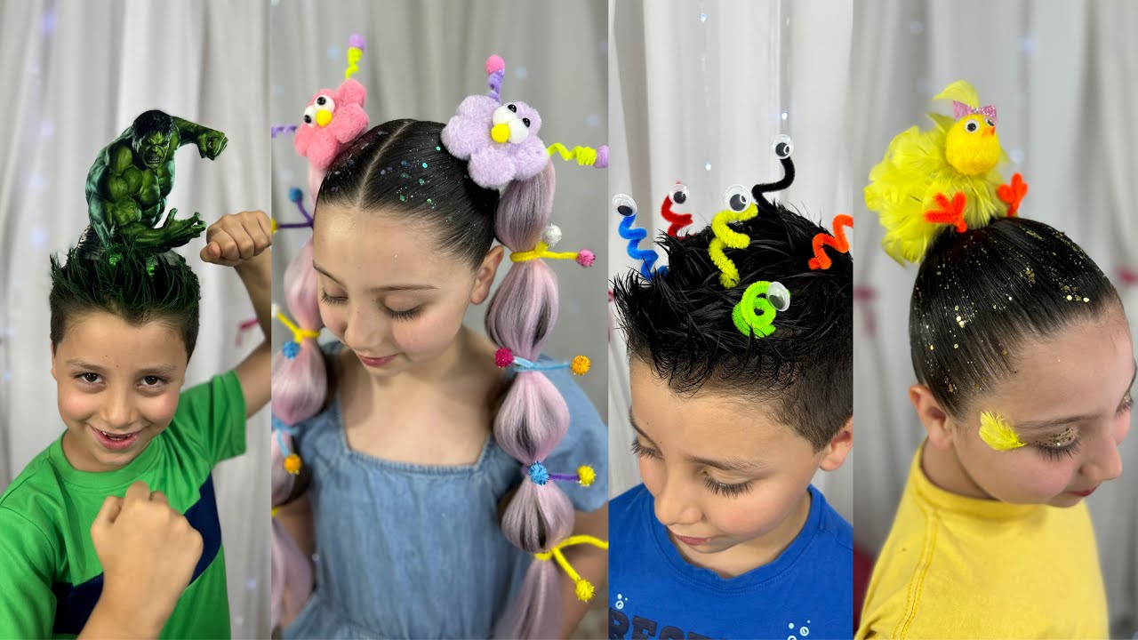 4 Divertidos peinados 🤪 Peinados Locos ✨🌈