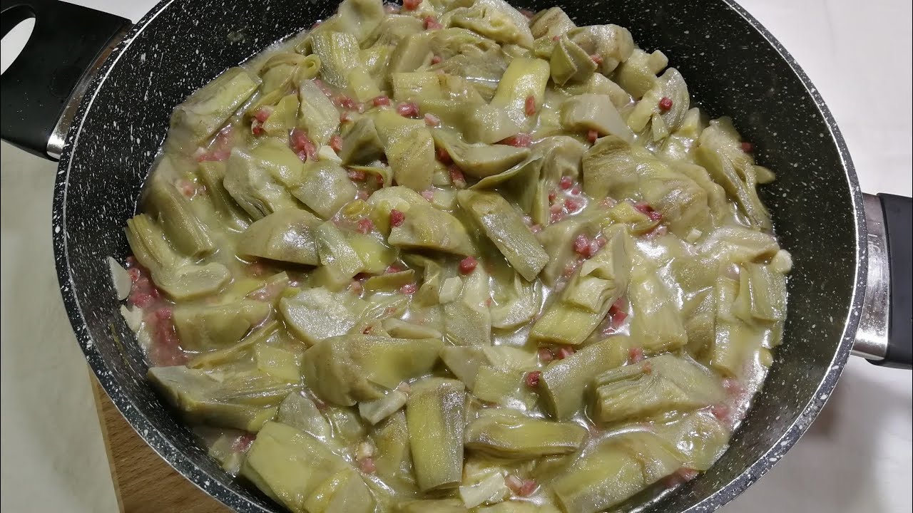 Alcachofas con jamón melosas