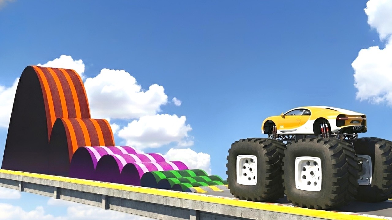 GTA 5 MONSTER TRUCKS & CARS vs MASSIVE SPEED BUMPS (McQueen, Monster Jam Truck) Which is Best?