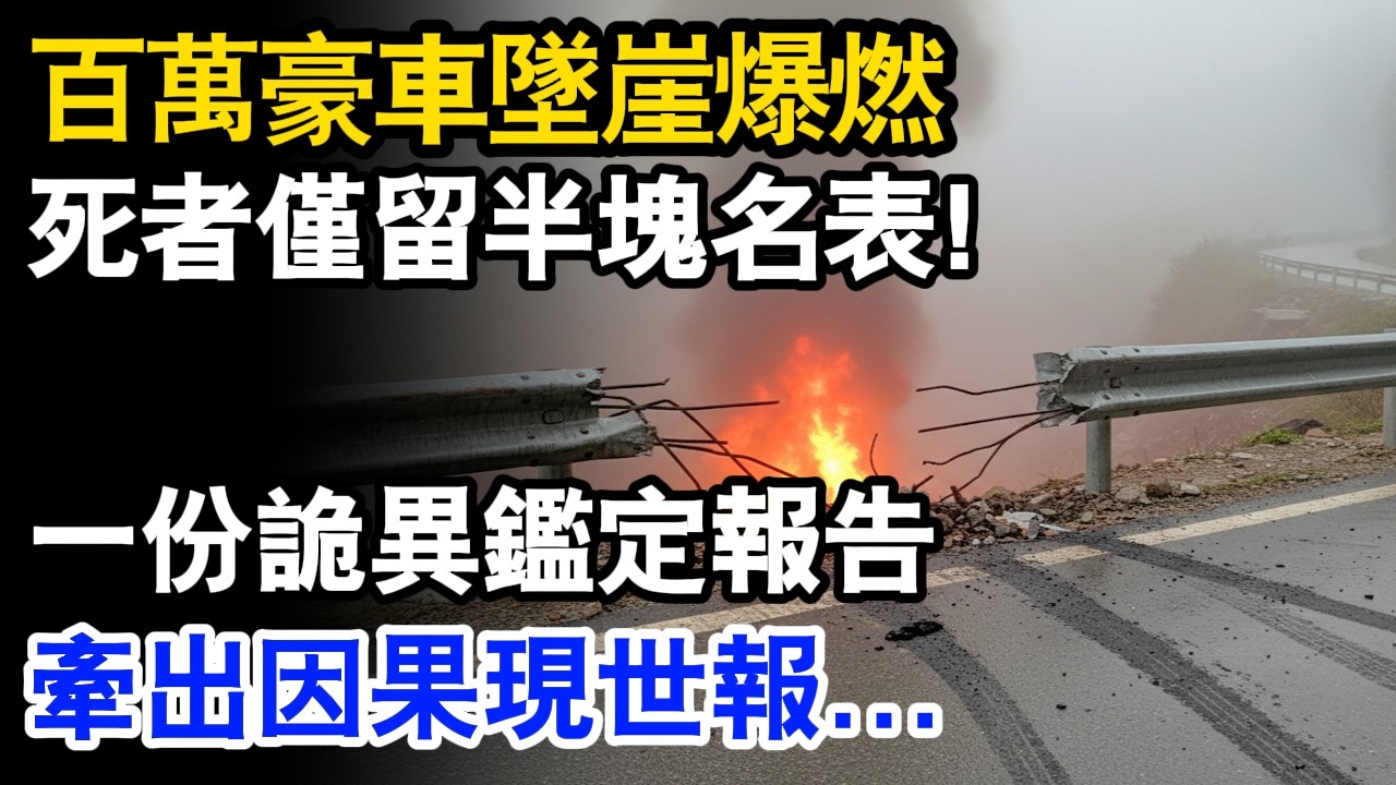 百萬豪車墜崖爆燃，死者僅留半塊名表！一份詭異鑑定報告，牽出因果現世報！
