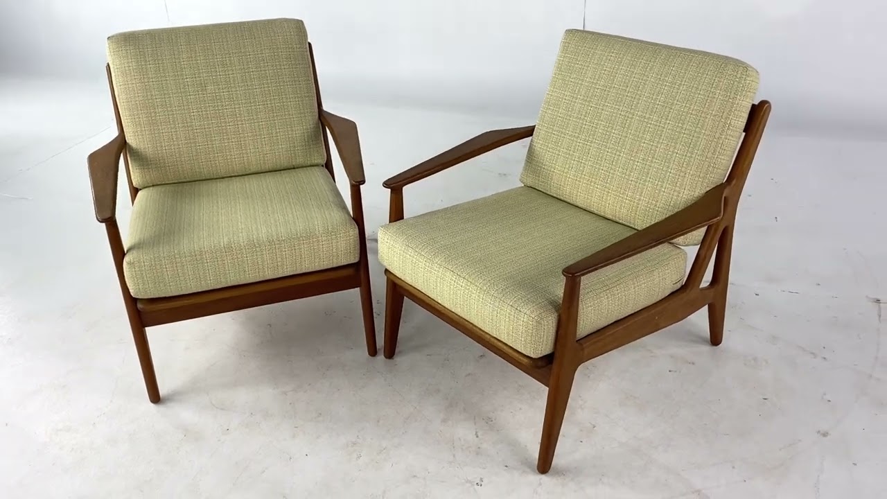 Arne Vodder for Glostrup Mid Century Danish Teak Lounge Chairs - Pair