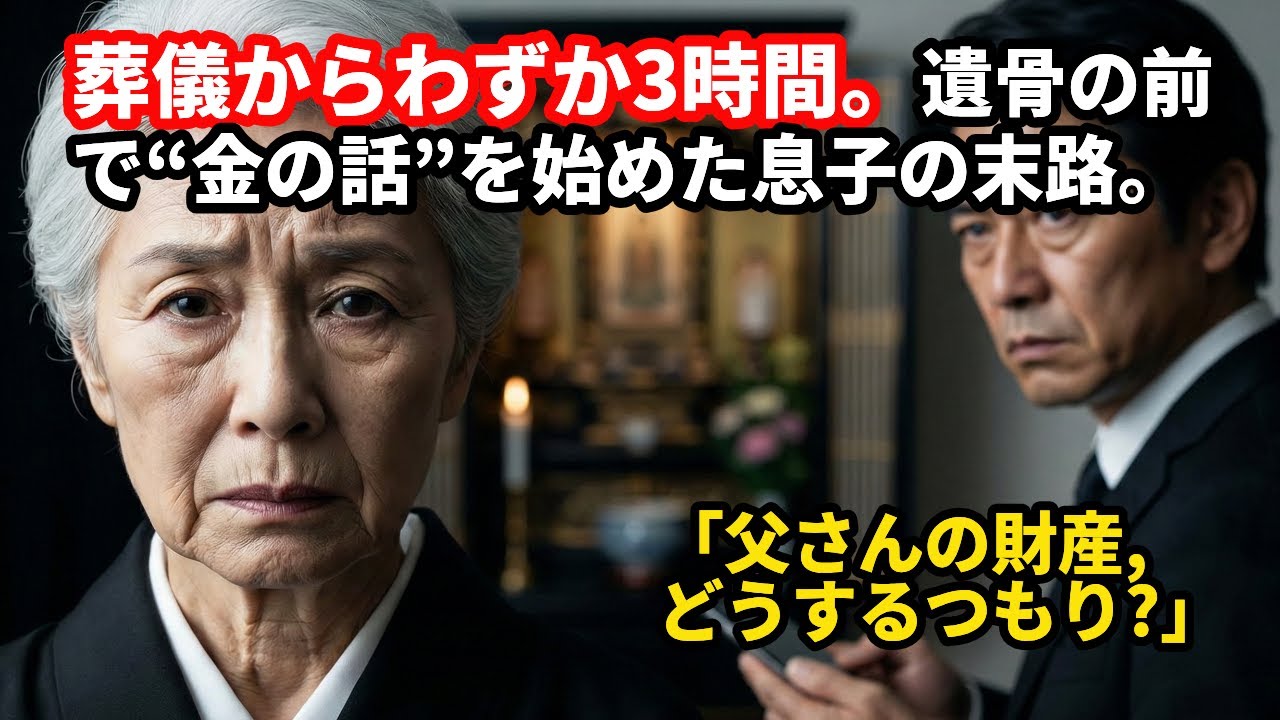 【因果応報】葬儀から3時間で「金の話」を始めた息子。一文無しを演じた母の静かな逆襲