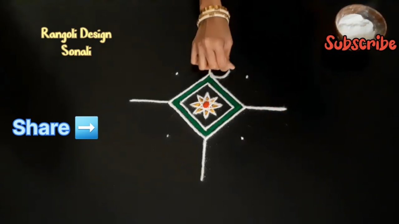 Easy Simple Rangoli Kolam 3×3 dots 🌞Latest Daily Muggulu by Rangoli Design Sonali#indianculture 
