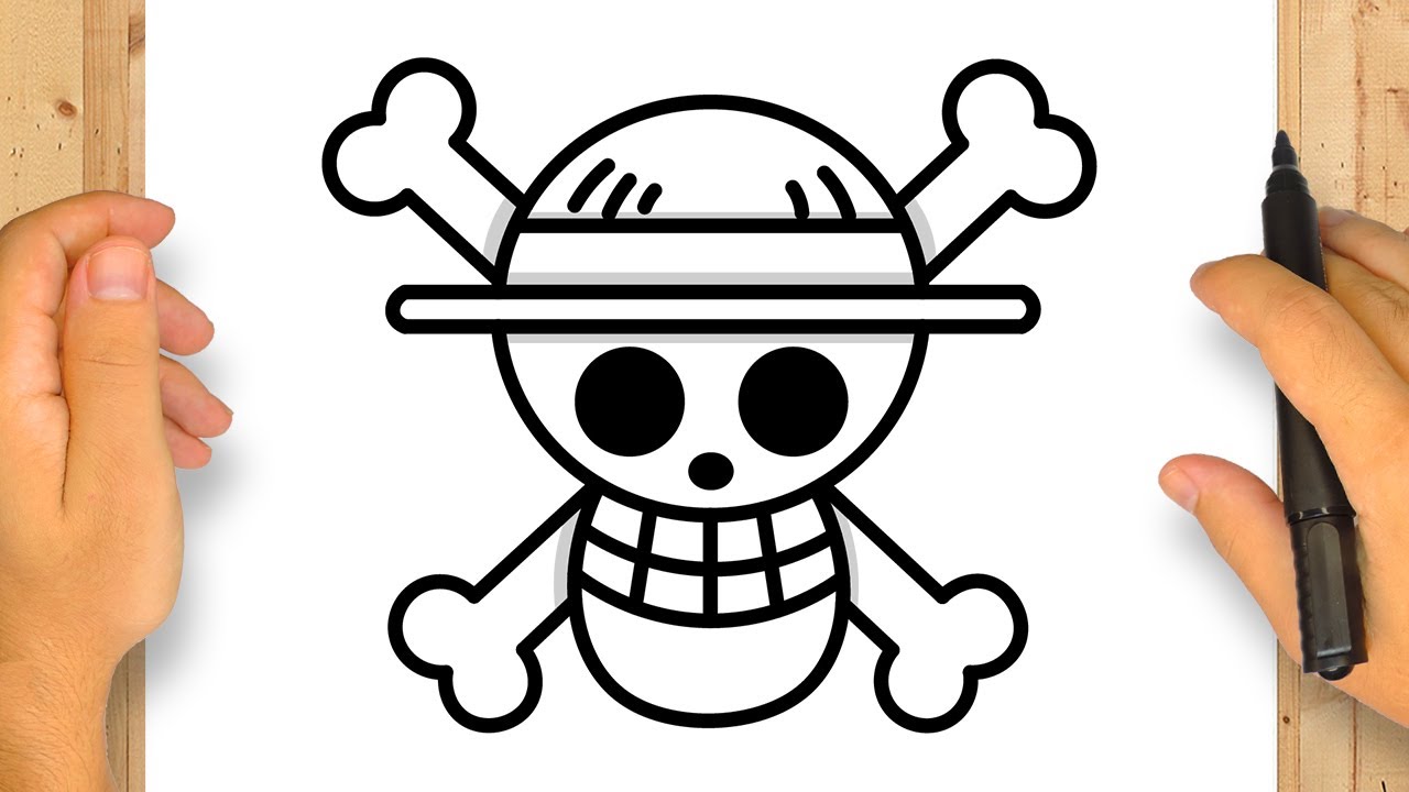 COMO DESENHAR O LOGO DO ONE PIECE | Caveira do Luffy | Passo a Passo Simples e Fácil
