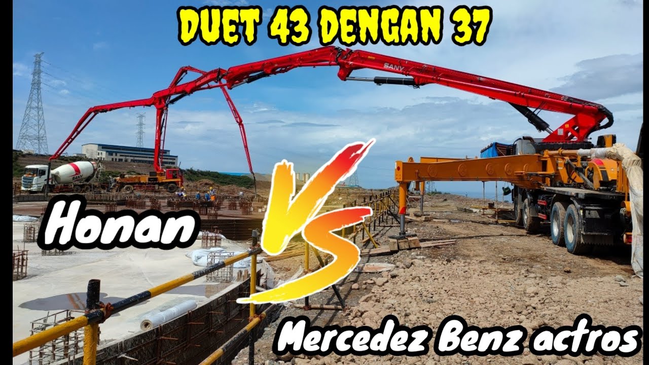 Langsung Test 1000m3 | Pengecoran perdana unit baru sany Concrete pump 43 meter