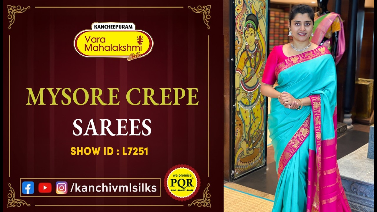Mysore Crepe Sarees Collection | WhatsApp Number 89 0001 0002 | Kancheepuram Varamahalakshmi Silks
