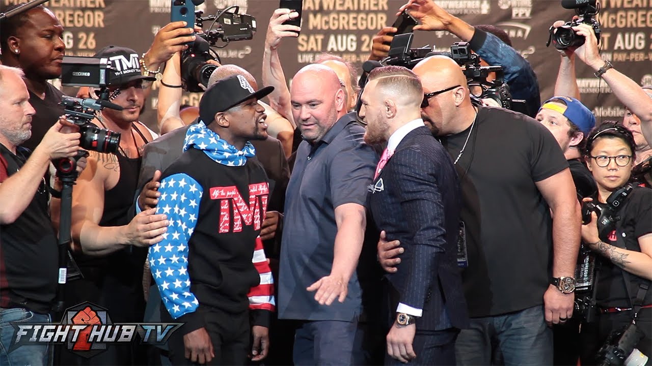 FACE TO FACE! MAYWEATHER & MCGREGOR GO AT IT IN SECOND FACE OFF!